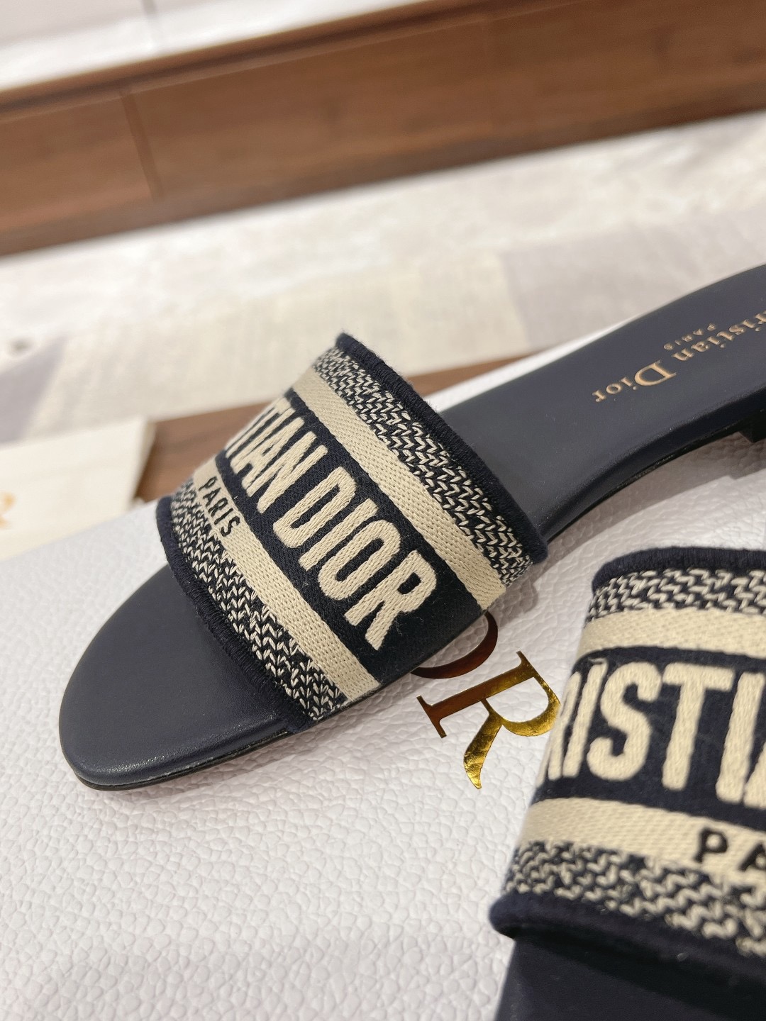 [TOP] Christian Dior D-Way Slides - Navy Blue - 711 Luxury