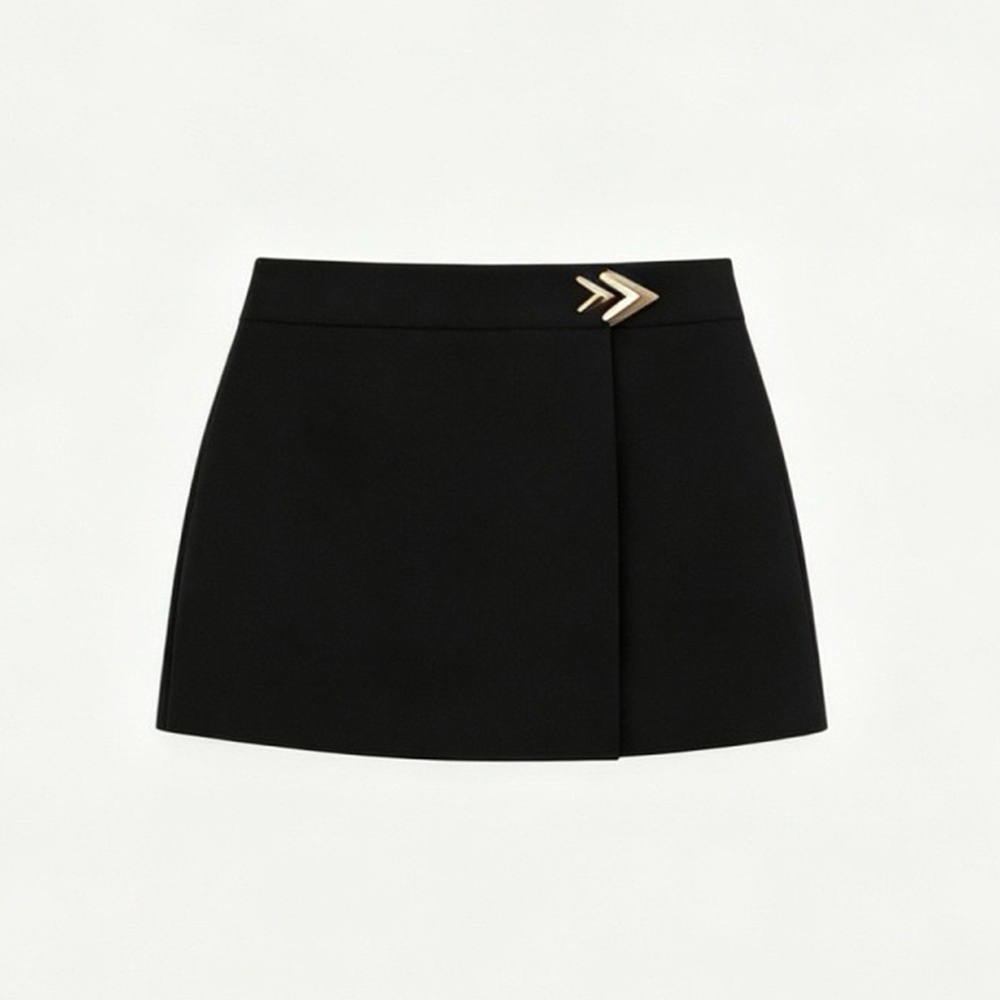 Valentino Wool Crepe With Metallic Embellishments Skirt#386261