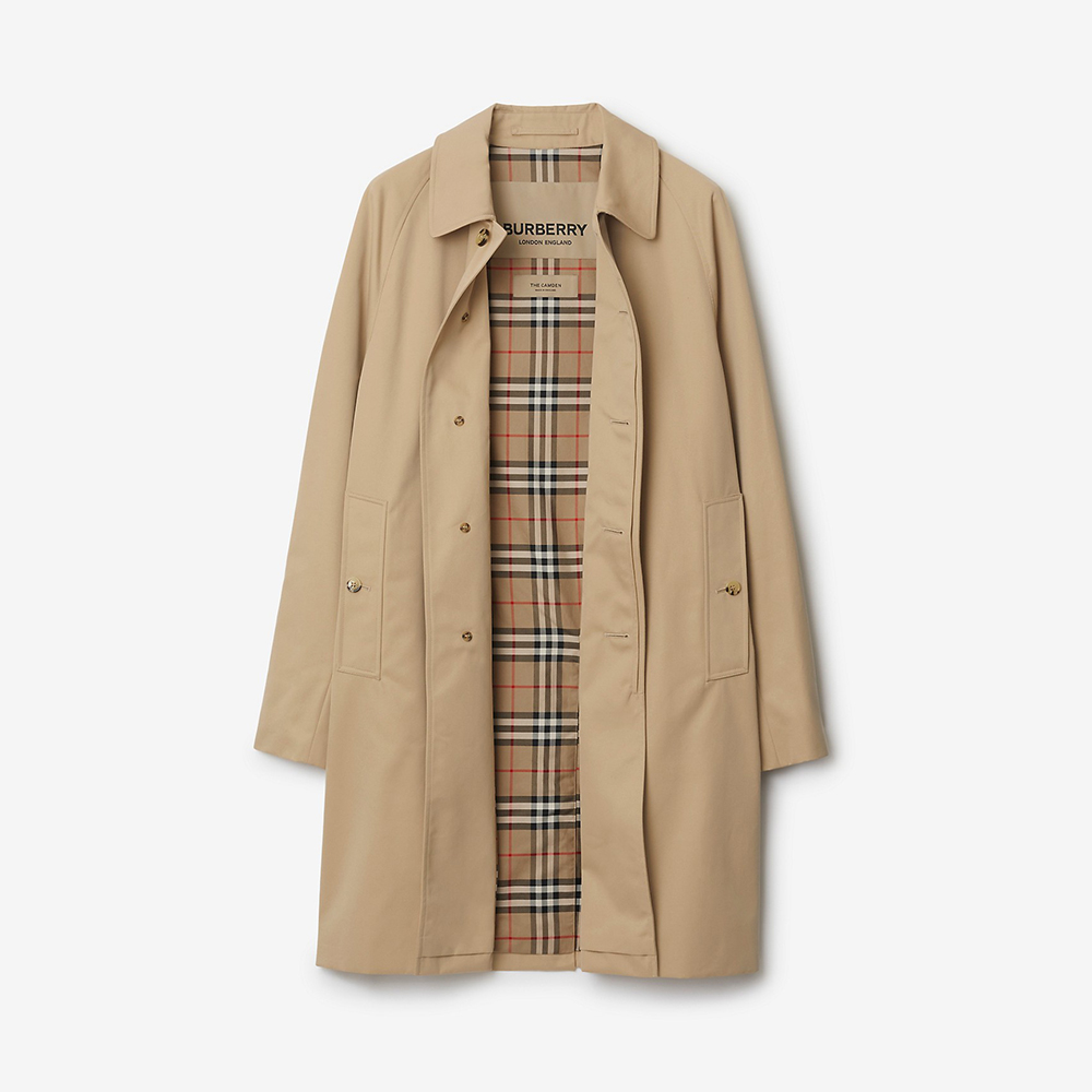 Burberry beige Clothing Burberry Mid-length Camden Heritage Car Coat in Honey beige Men Cotton Gabardine #394418 | Nigo Offic