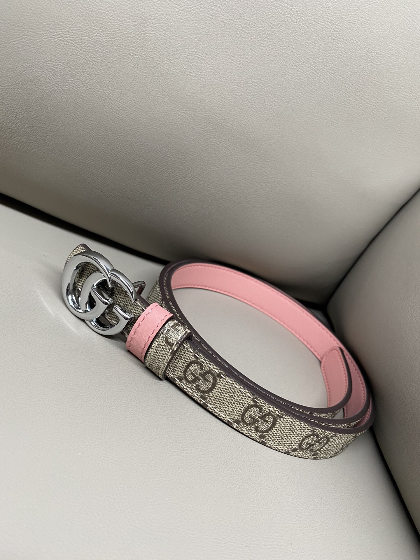 [TOP] GUCCI Marmont Belt 2 cm - Pink - 711 Luxury
