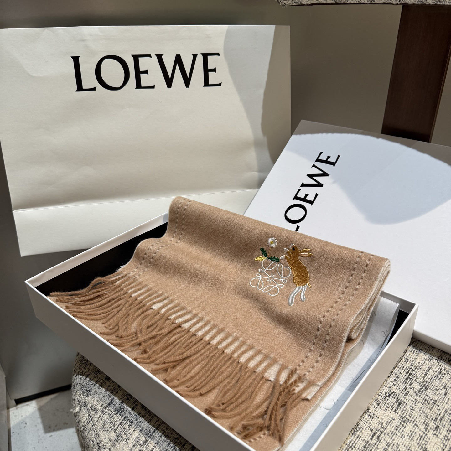 [TOP] LOEWE Wool Scarf - Brown - 711 Luxury