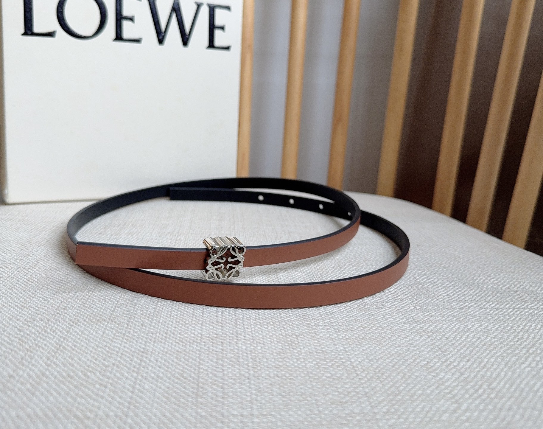 [TOP] LOEWE Leather Belt 1.0cm - Brown - 711 Luxury