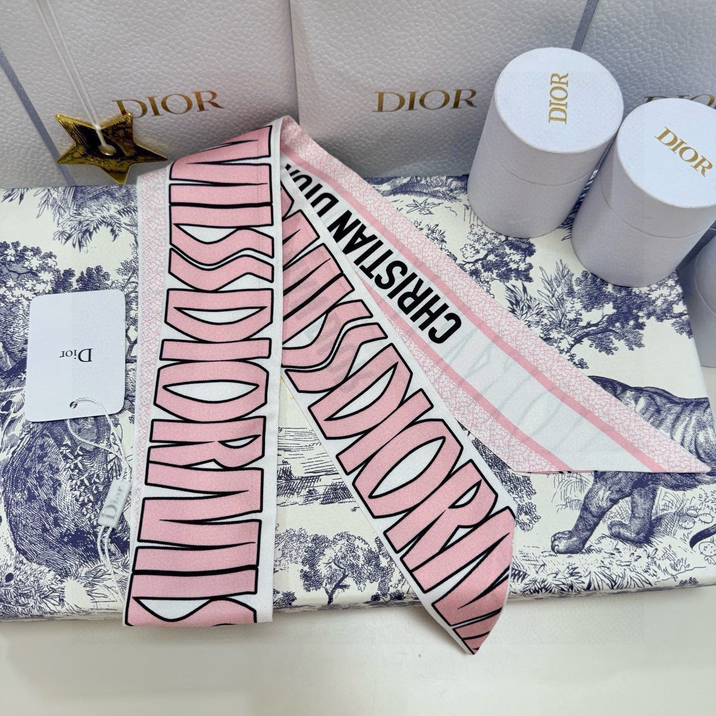 [TOP] Christian Dior Twilly Scarf 6x105cm - Pink - 711 Luxury