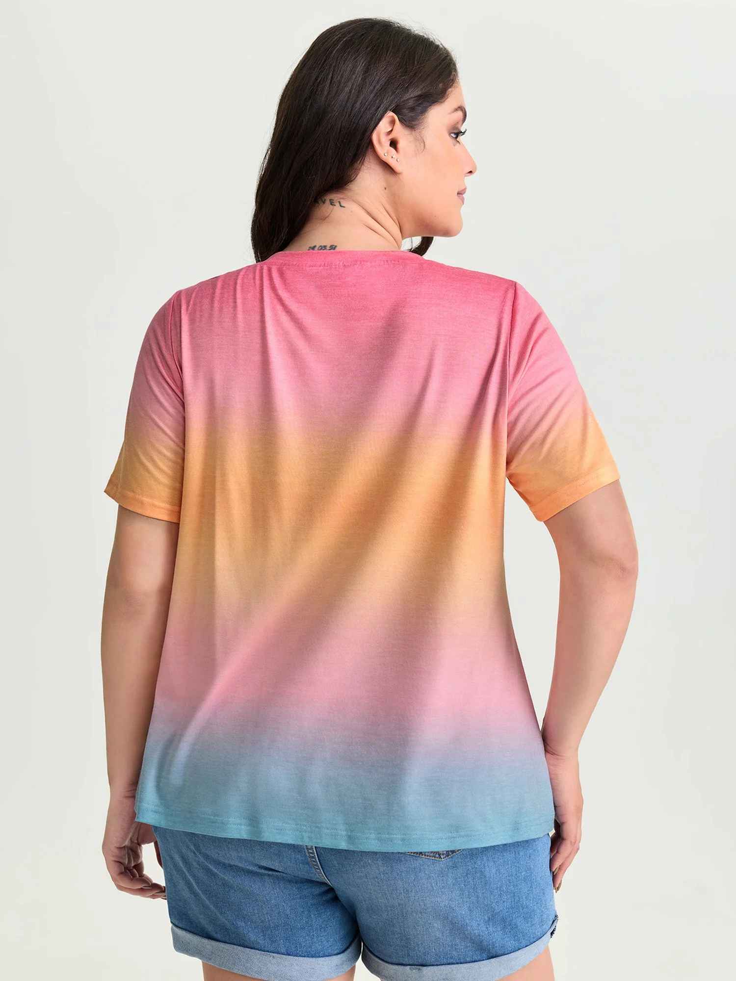 Ombre Gradient Round Neck T-Shirt