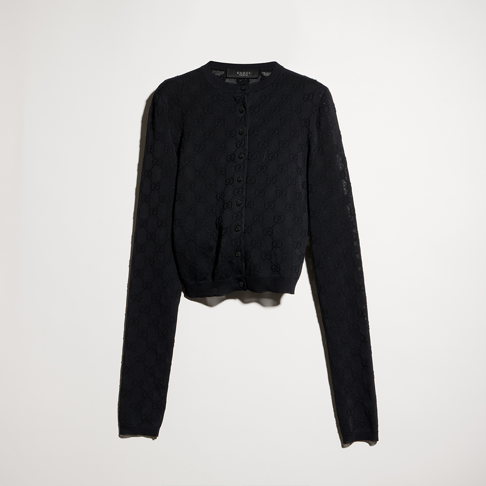 Gucci black Clothing GUCCI Fine crêpe viscose Cardigan in black #387670 | Nigo Office