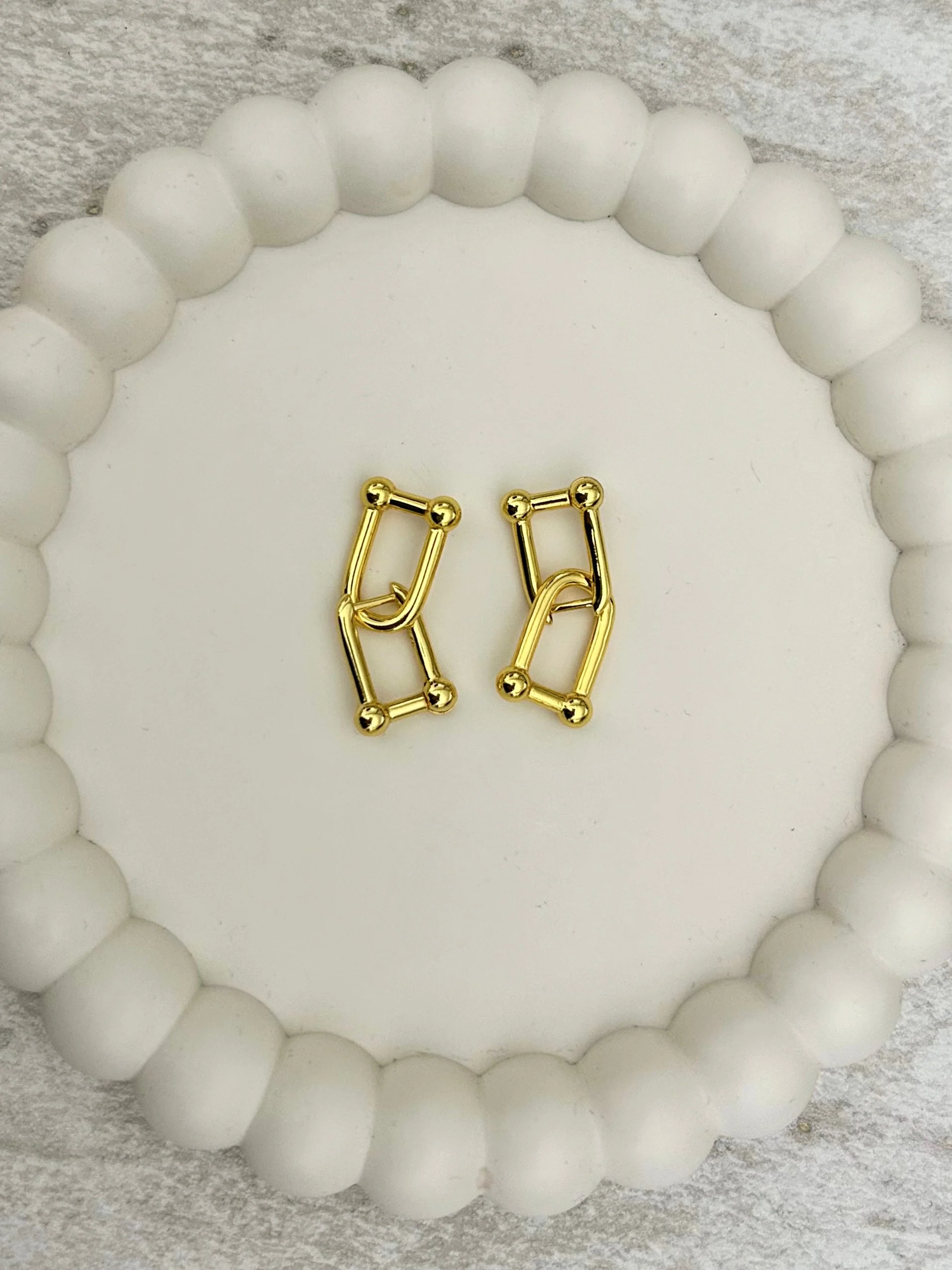 Gold U Shape Pin Earrings