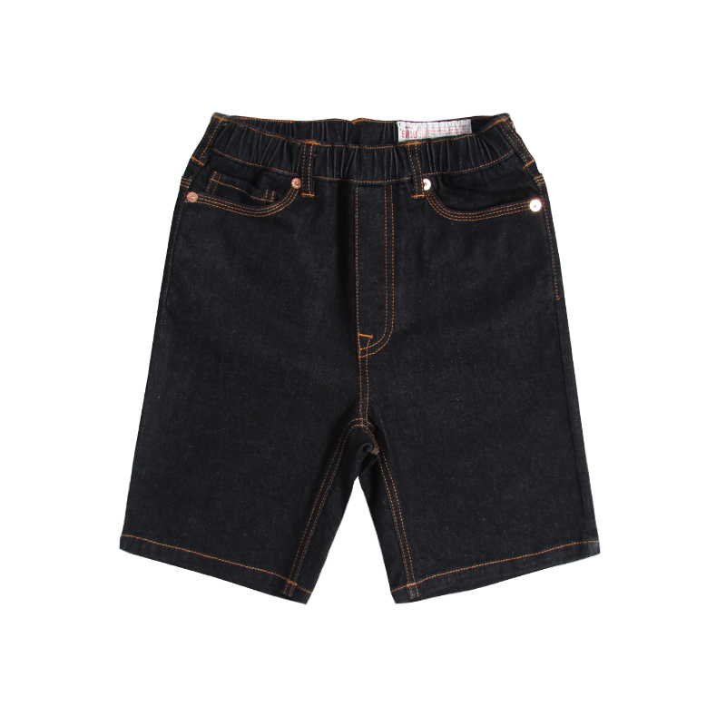 Evisu Unisex Kids Dark Indigo Denim Shorts Red Seagull Cartoon Embroidery Boys Girls Sizes 90-160