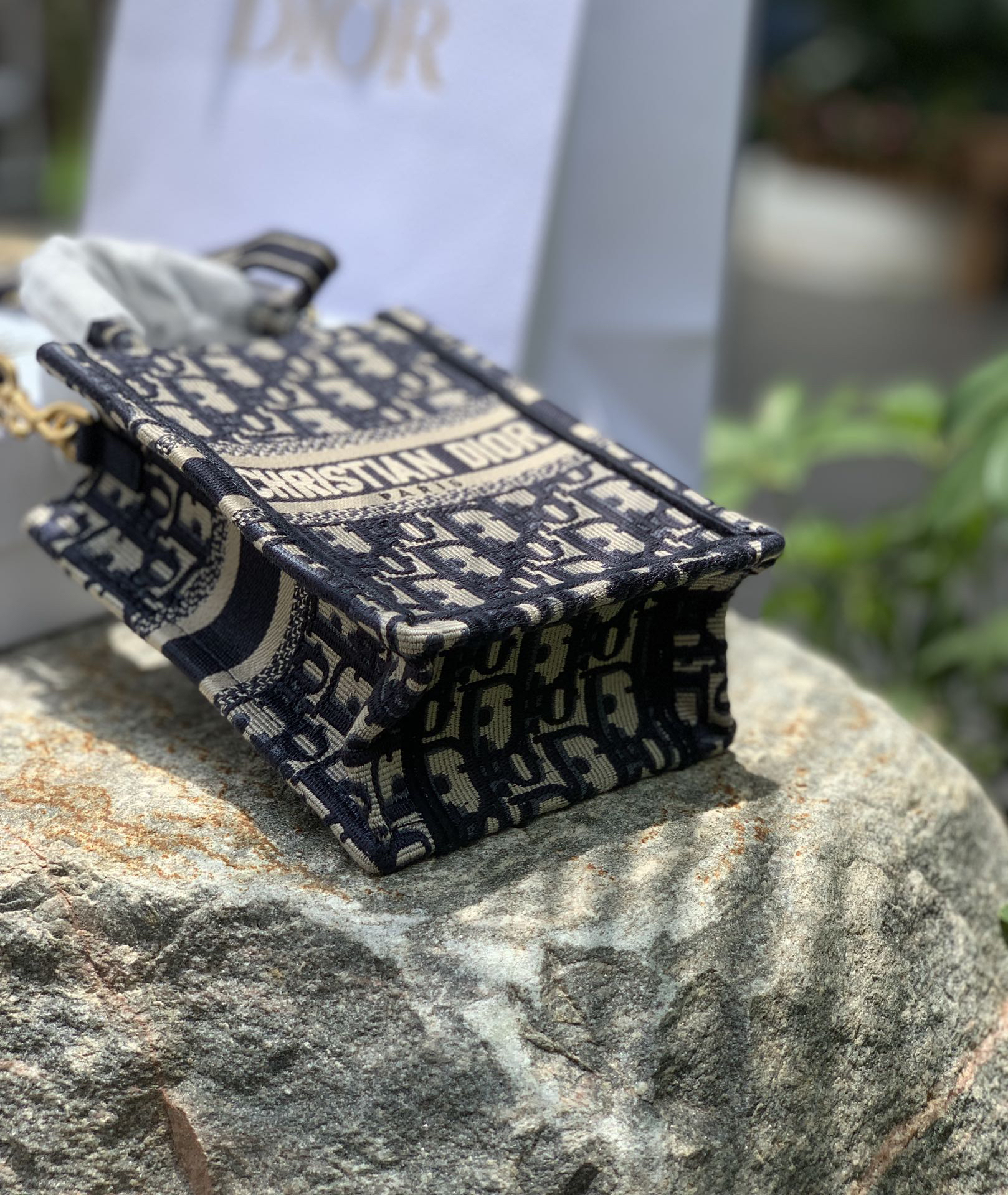 [TOP] Christian Dior Book Tote Bag 13.5x5x18cm - Navy Blue