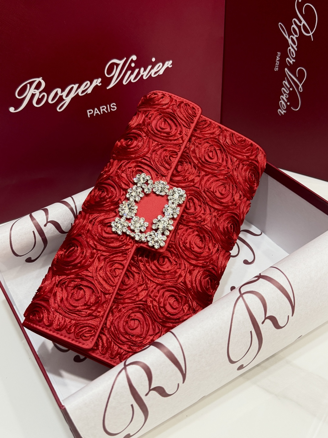 [TOP] ROGER VIVIER Diamond Bag 24-13-3 CM - Red - 711 Luxury