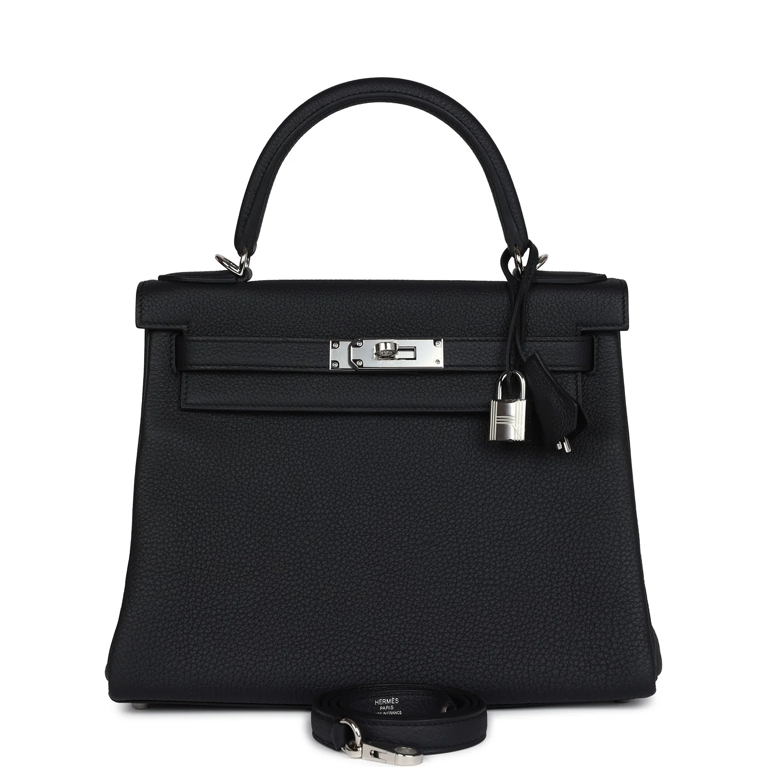 Hermes Kelly Retourne  Black Togo Palladium Hardware