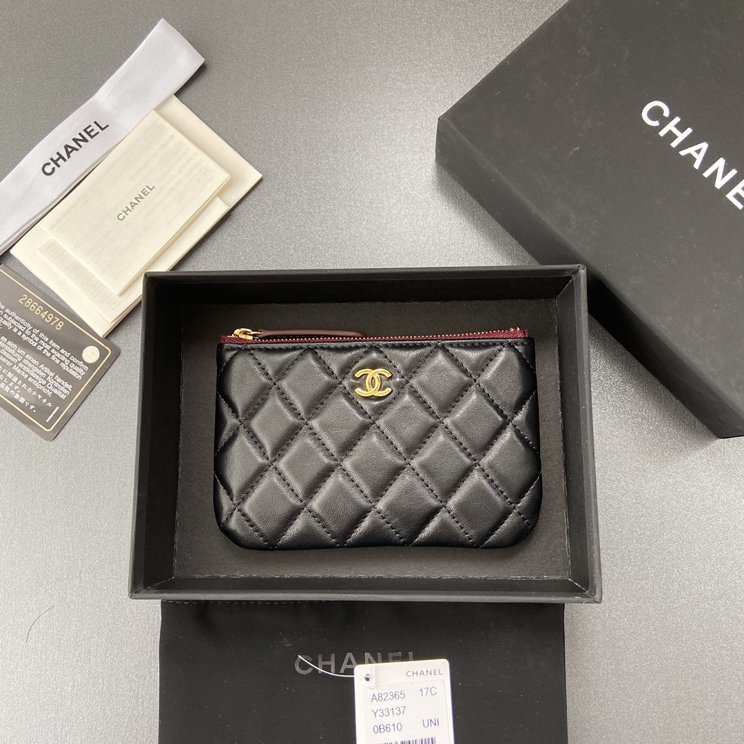 [TOP] CHANEL Sheepskin Wallet 15cm - Black - GHW - 711 Luxury