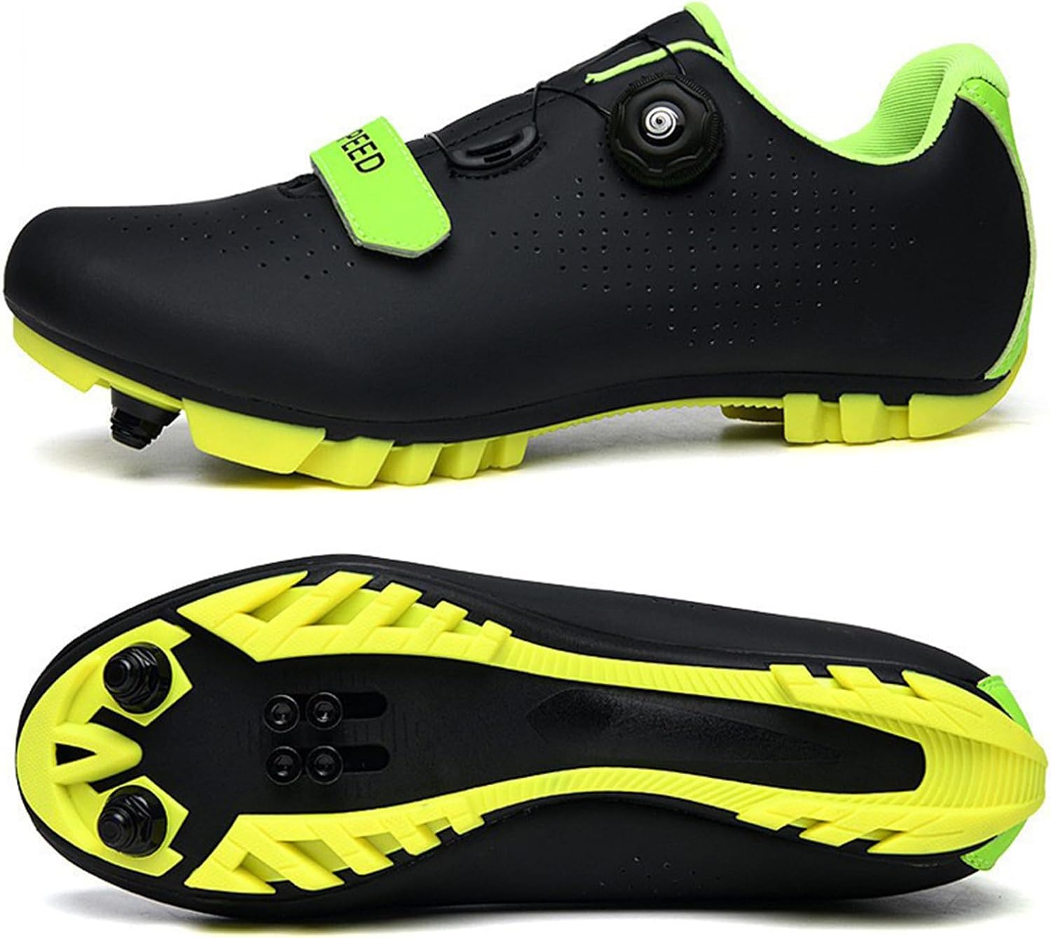 black and neon yellow road cycling shoes SPD-SL compatible racing bike shoes