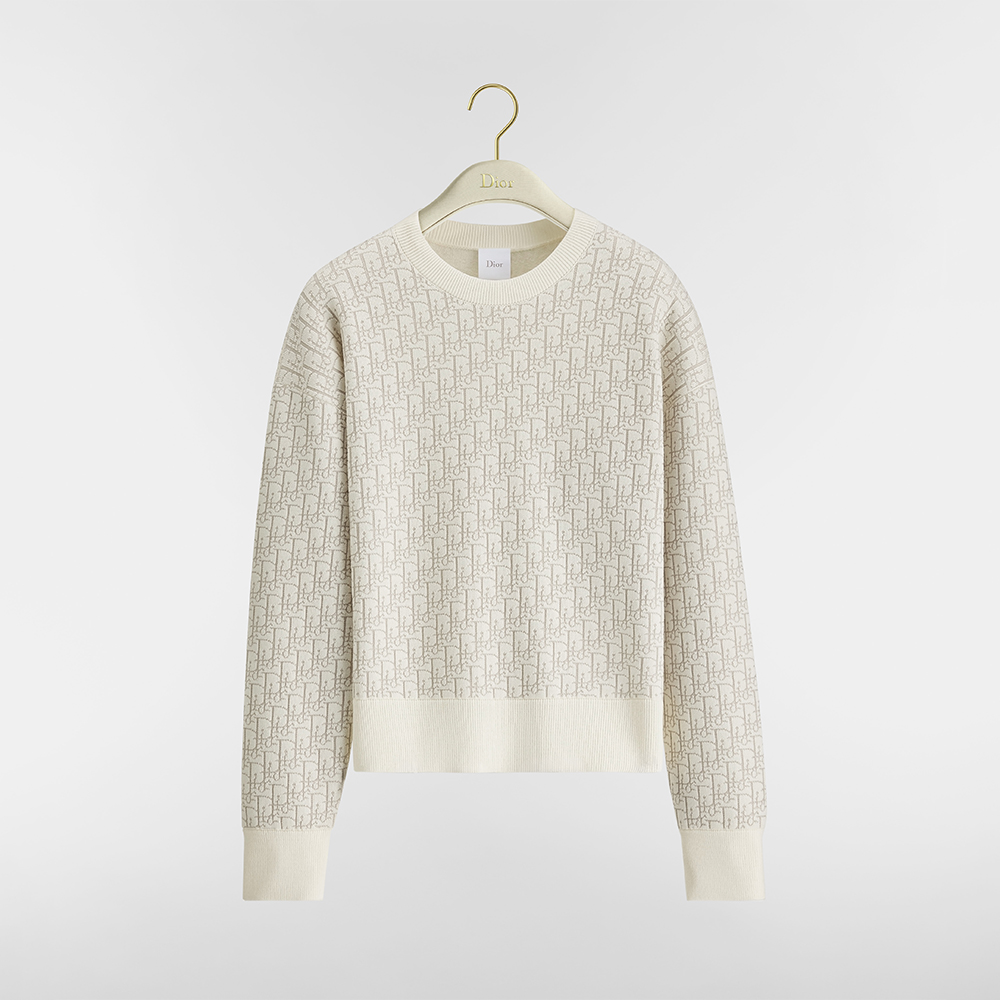 Dior white Clothing DIOR Sweater White Dior Oblique Virgin Wool-Blend Knit #389897 | Nigo Office