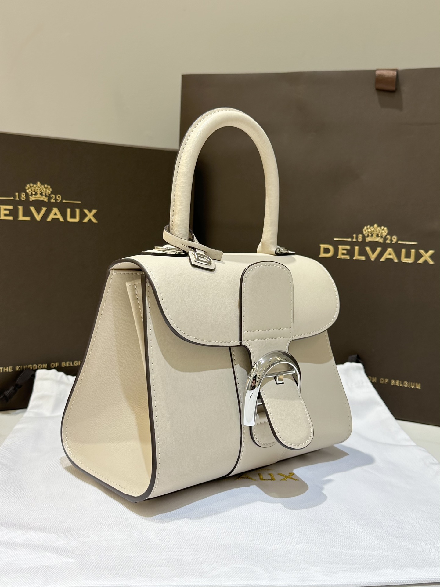 [TOP] Delvaux Brillant Bag Box Leather 20x11x16cm - Gray - 711 Luxury