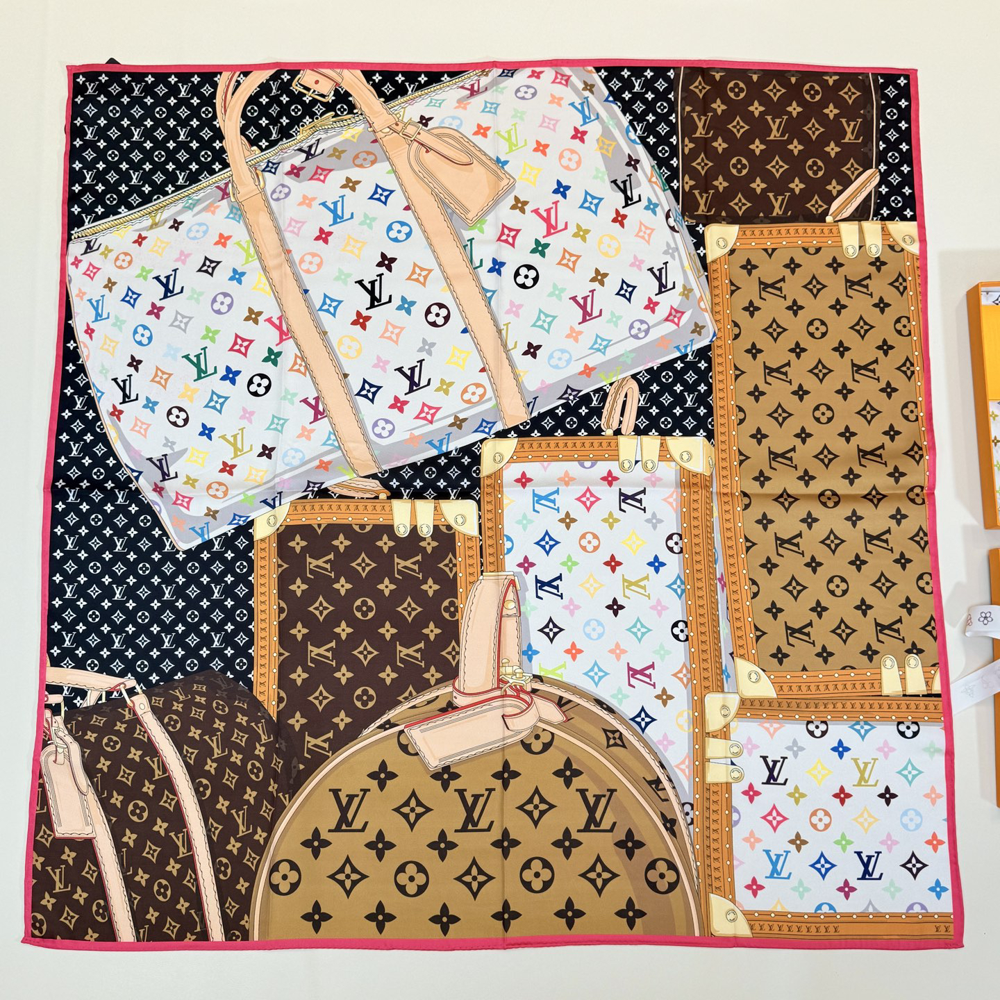 [TOP] Louis Vuitton LV  LV x TM Monogram Multicolor Collector Square  Scarf 90X90cm - Brown - 711 Luxury