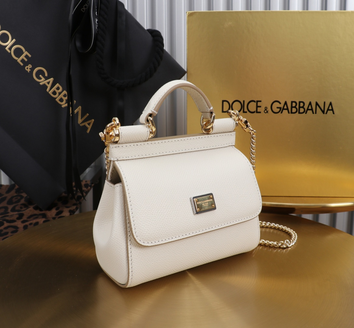 [TOP] Dolce & Gabbana D&G Sicily Bag 14x16x6 CM - White - 711 Luxury
