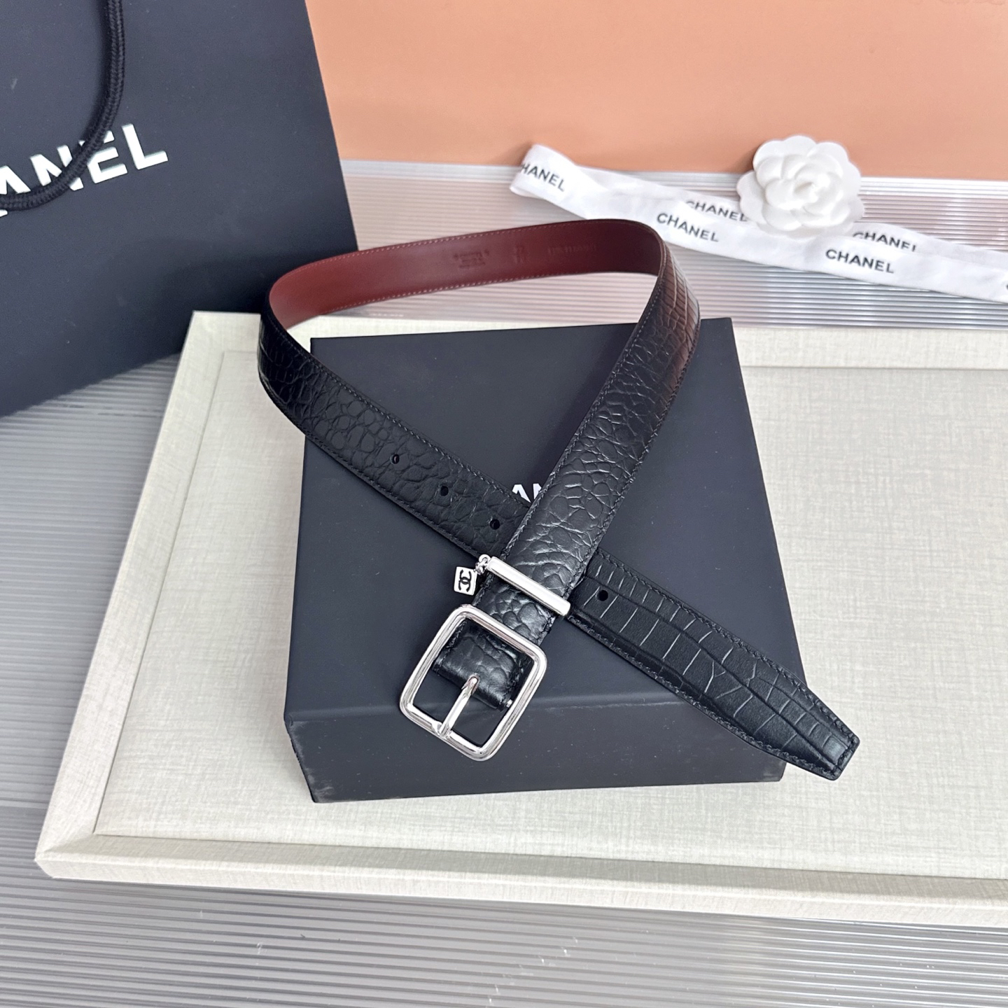 [TOP] CHANEL Cowhide Belt 3 cm - Black - 711 Luxury