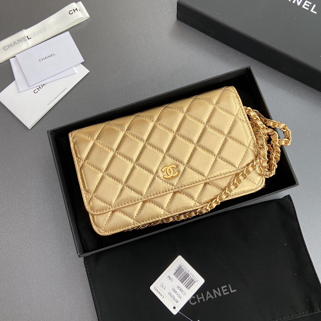 [TOP] CHANEL WOC Lambskin Bag 20-13-3.5cm - Gold - GHW - 711 Luxury