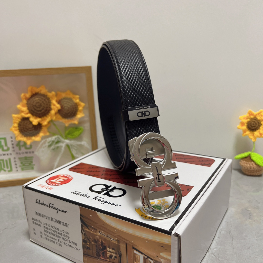 [TOP] Ferragamo Men's Belt 3.5cm - Black - 711 Luxury