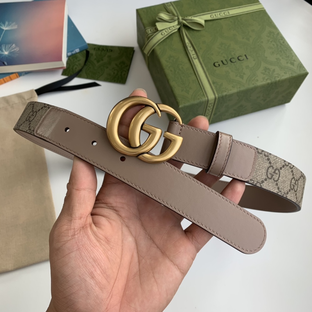 [TOP] GUCCI Belt 3cm - Khaki - 711 Luxury