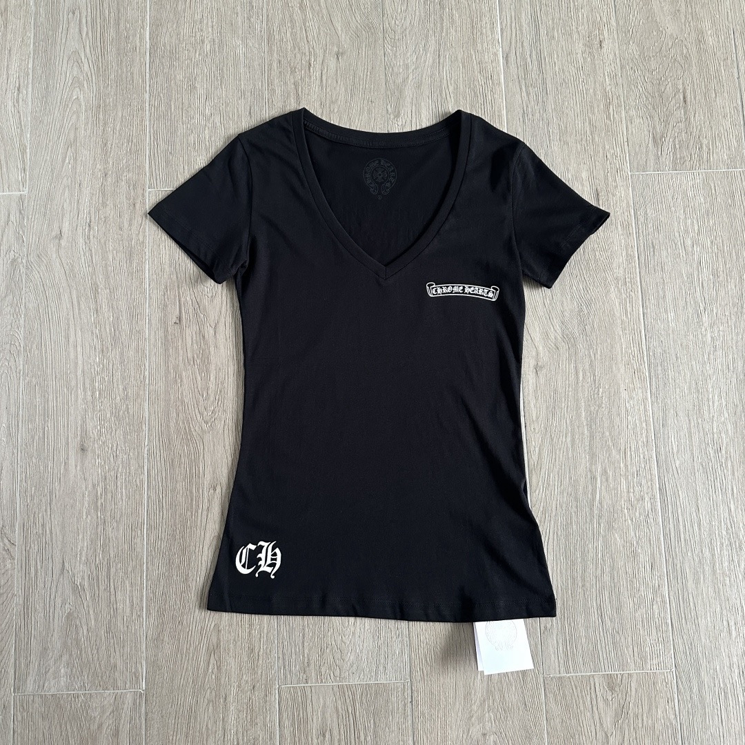 Chrome Hearts V-neck Cotton Short Sleeves #381614