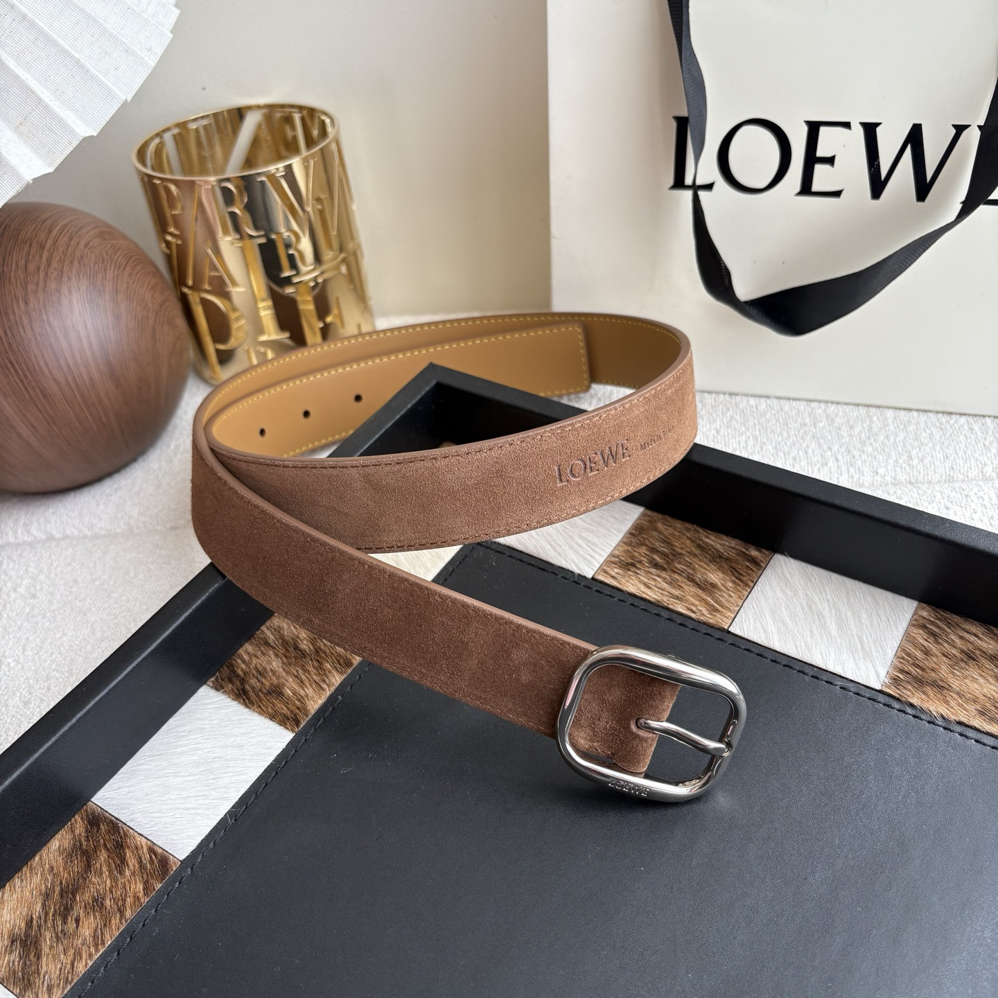 [TOP] LOEWE Leather Belt 3.2cm - Brown - 711 Luxury