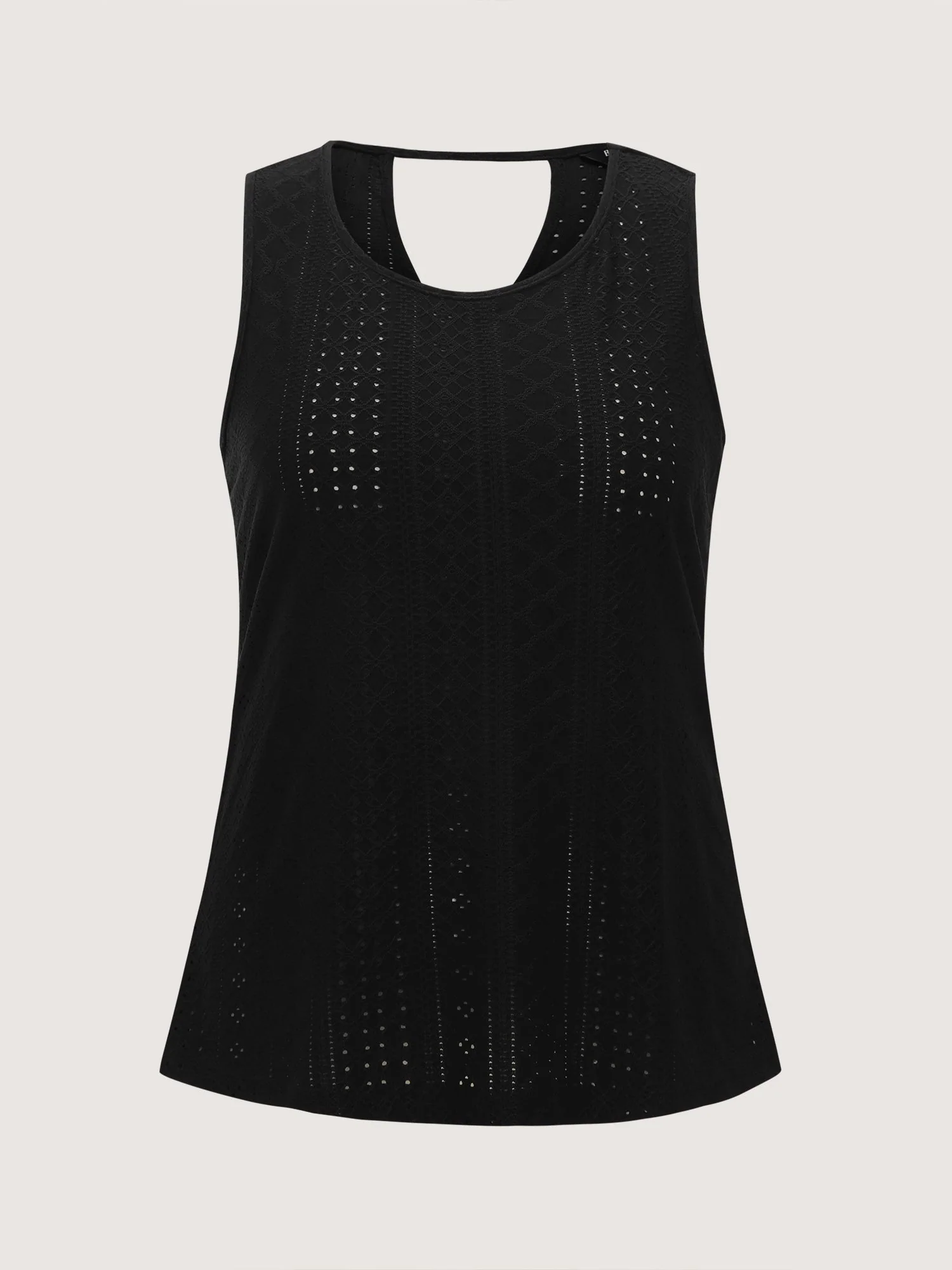 Stretchy Textured Round Neck Tank Top