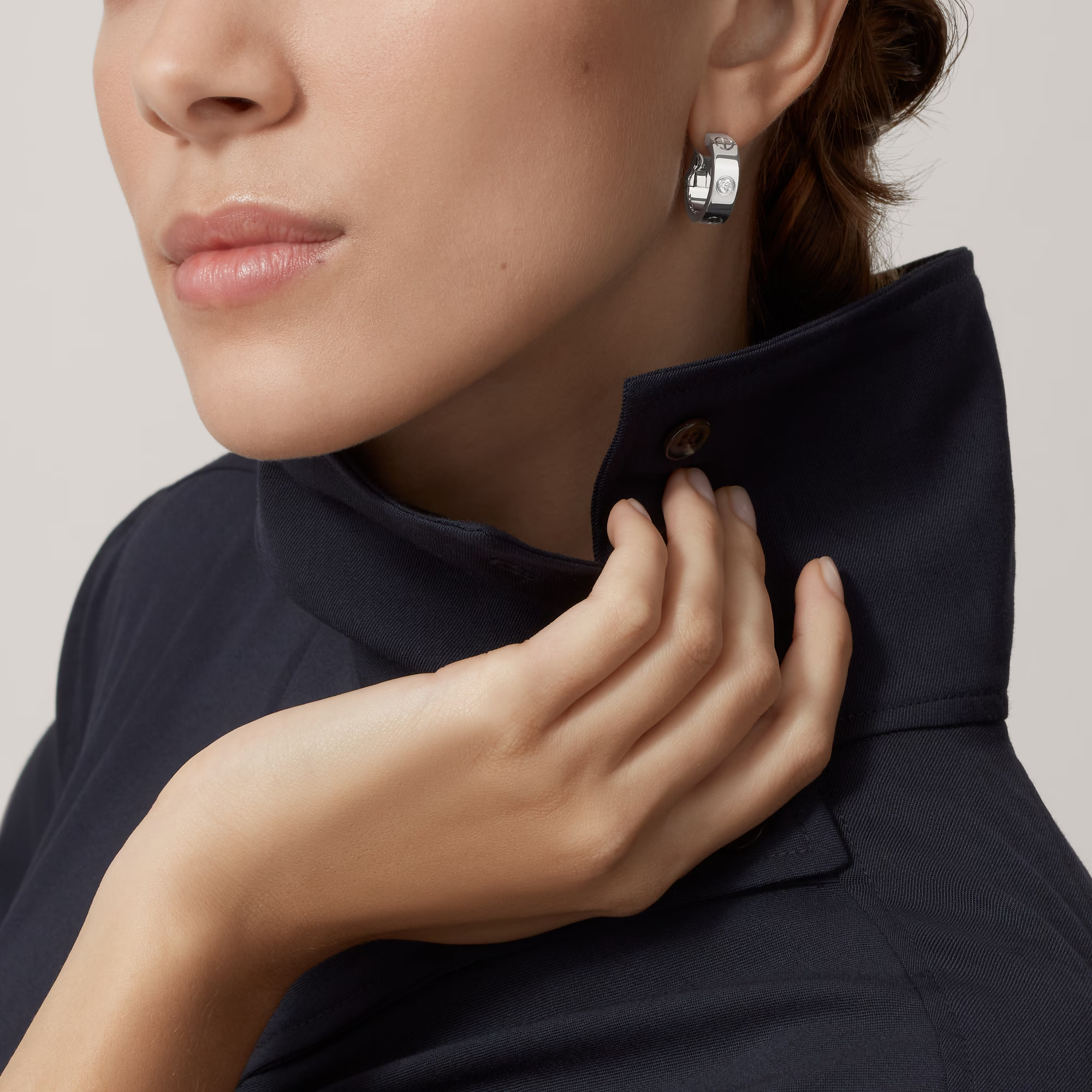 Carty Love Grand Union Earrings, White Gold, 2 Moissanite