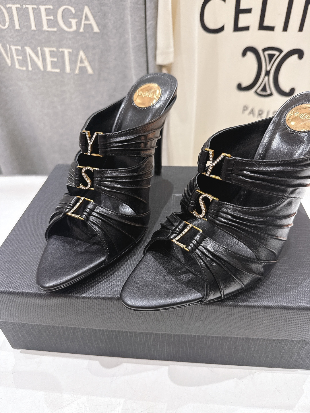 [TOP] Yves Saint Laurent YSL 10cm High Heel Slides - 3 Colours