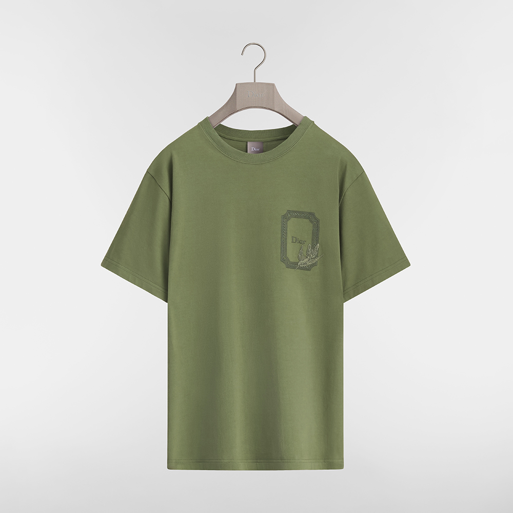 Dior blue Clothing DIOR T-shirt Dior Médaillon Colibri taglio comodo Jersey di cotone blue#393615 View 2 | Nigo Office