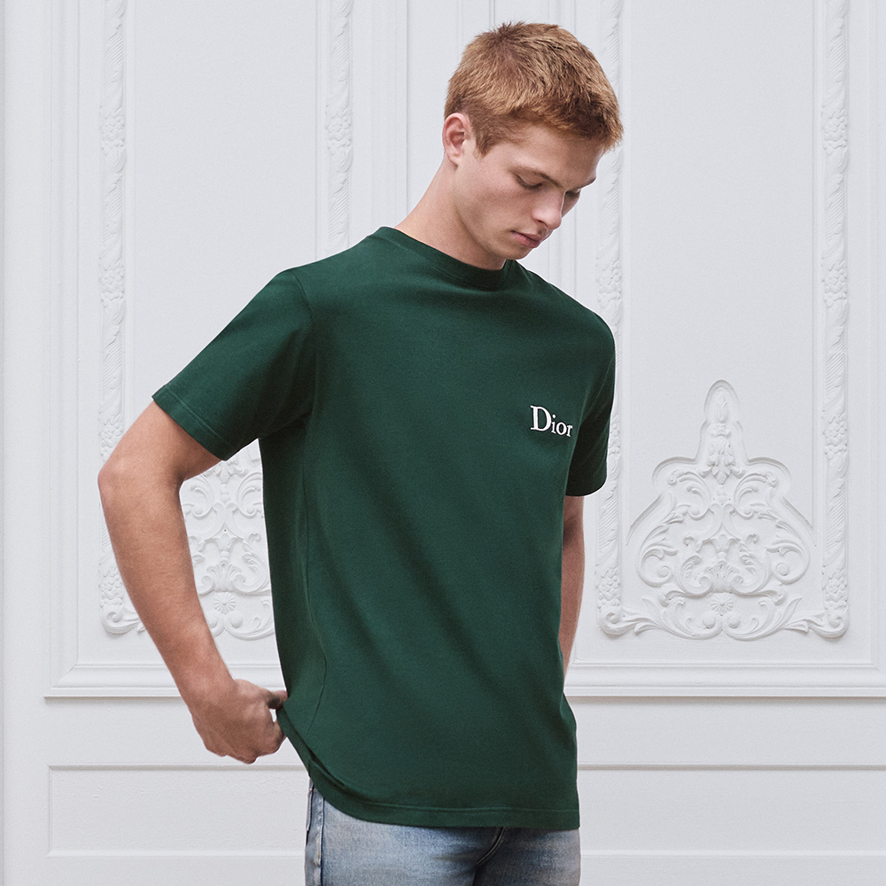 Dior green Clothing DIOR T-Shirt with Dior Embroidery Relaxed Fit Green Cotton Jersey | Nigo Office