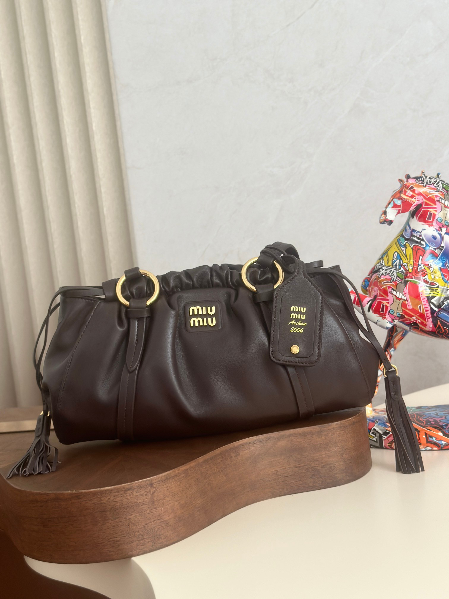 [TOP] Miu Miu Hobo Bag Lambskin 32x16x10.5cm - Black - 711 Luxury