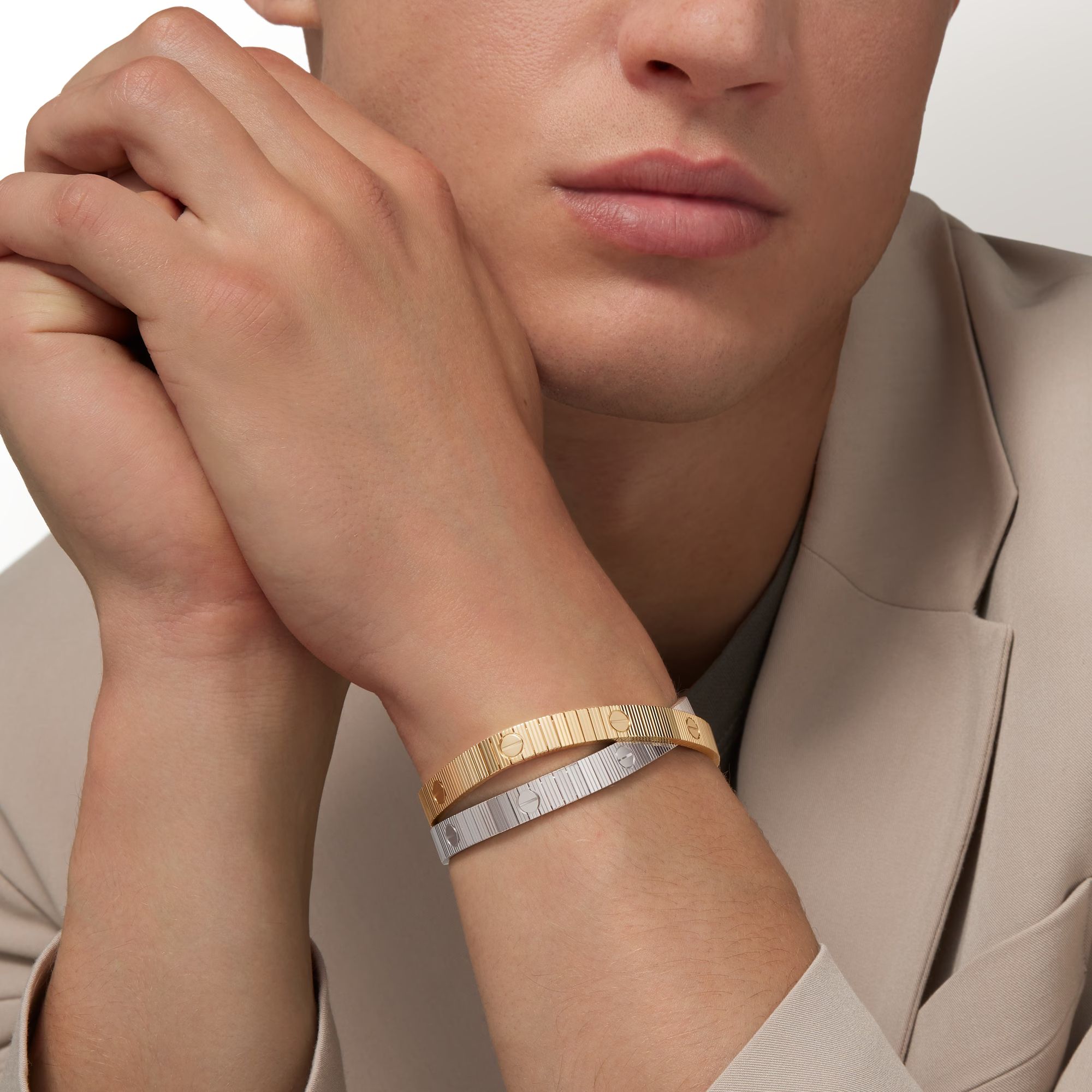 Carty Love Stripe Bracelet, White Gold, Flexible