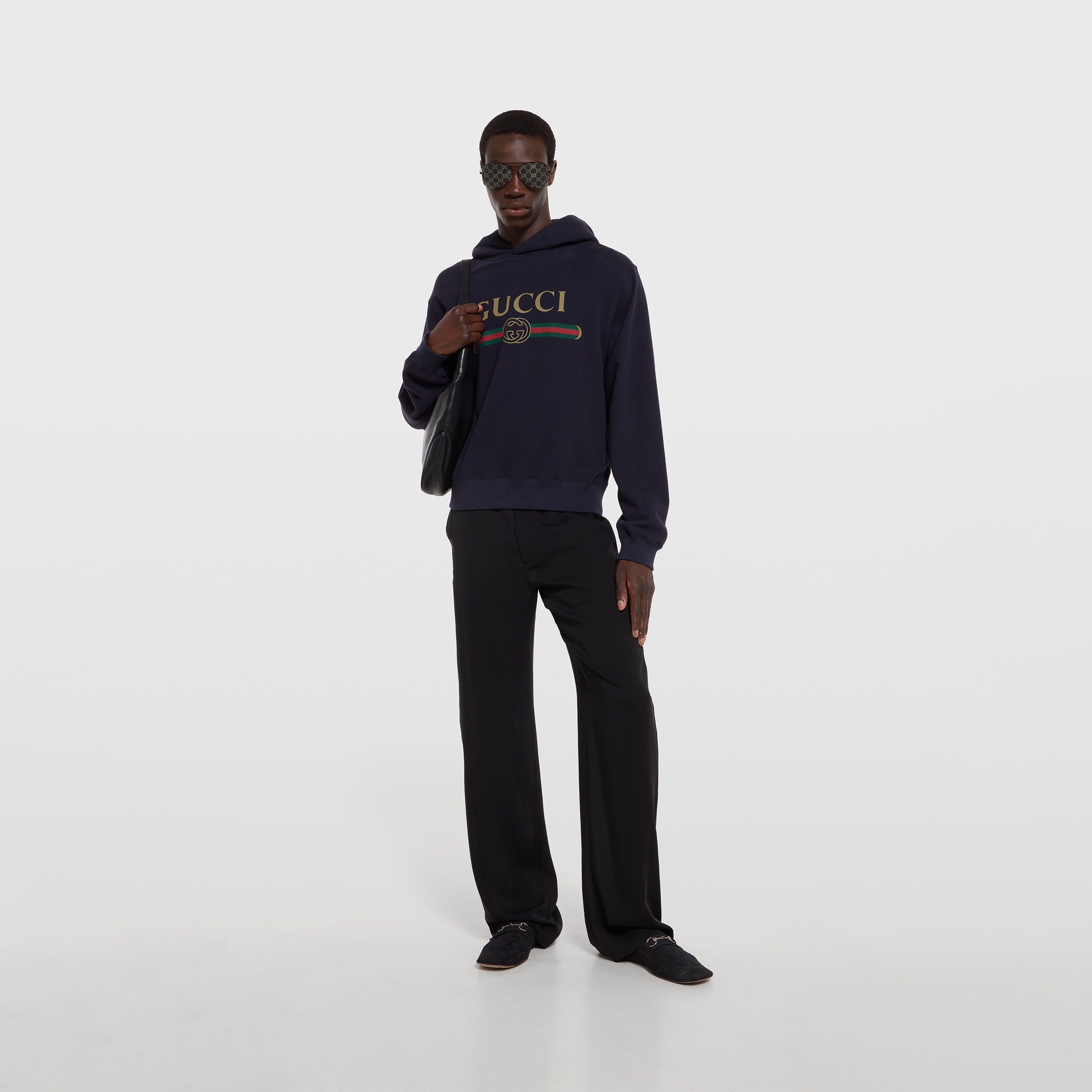 Gucci blue Clothing GUCCI Cashmere Blend Sweatshirt With Print in Dark Blue #395627 View 2 | Nigo Office