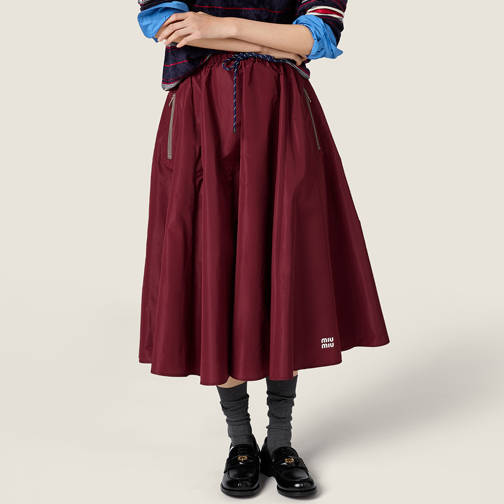 MiuMiu Amaranth Red Technical Fabric Skirt #380062