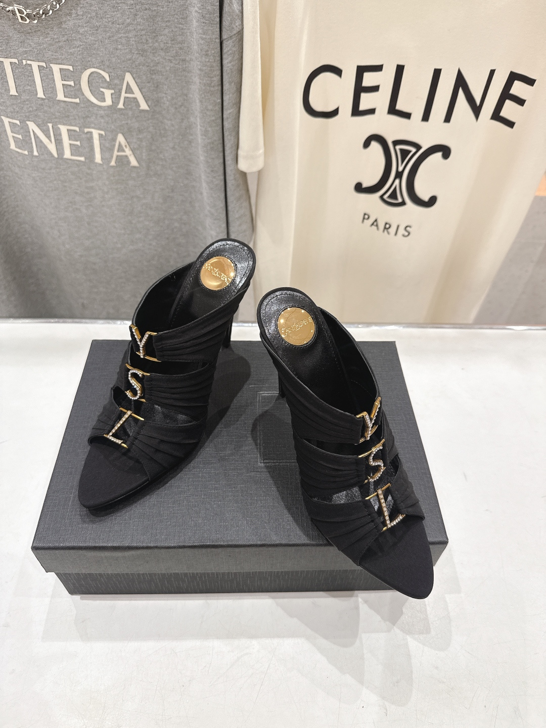 [TOP] Yves Saint Laurent YSL 10cm High Heel Slides - 3 Colours