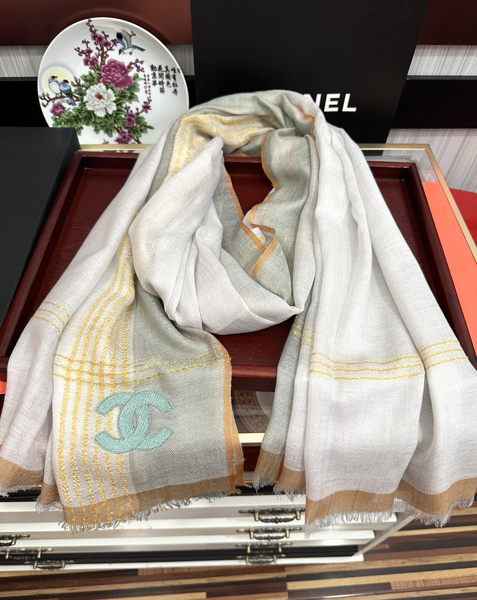 [TOP] CHANEL Scarf 80x200 cm - Green
