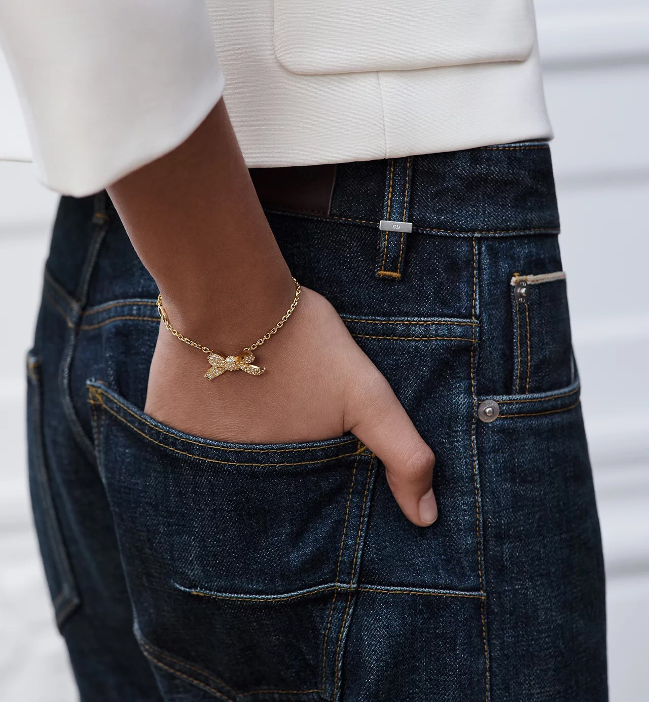 Dior gold Jewelry DIOR Delicate Bow Bracelet Gold-Finish Metal and Crystals #379150 View 2 | Nigo Office