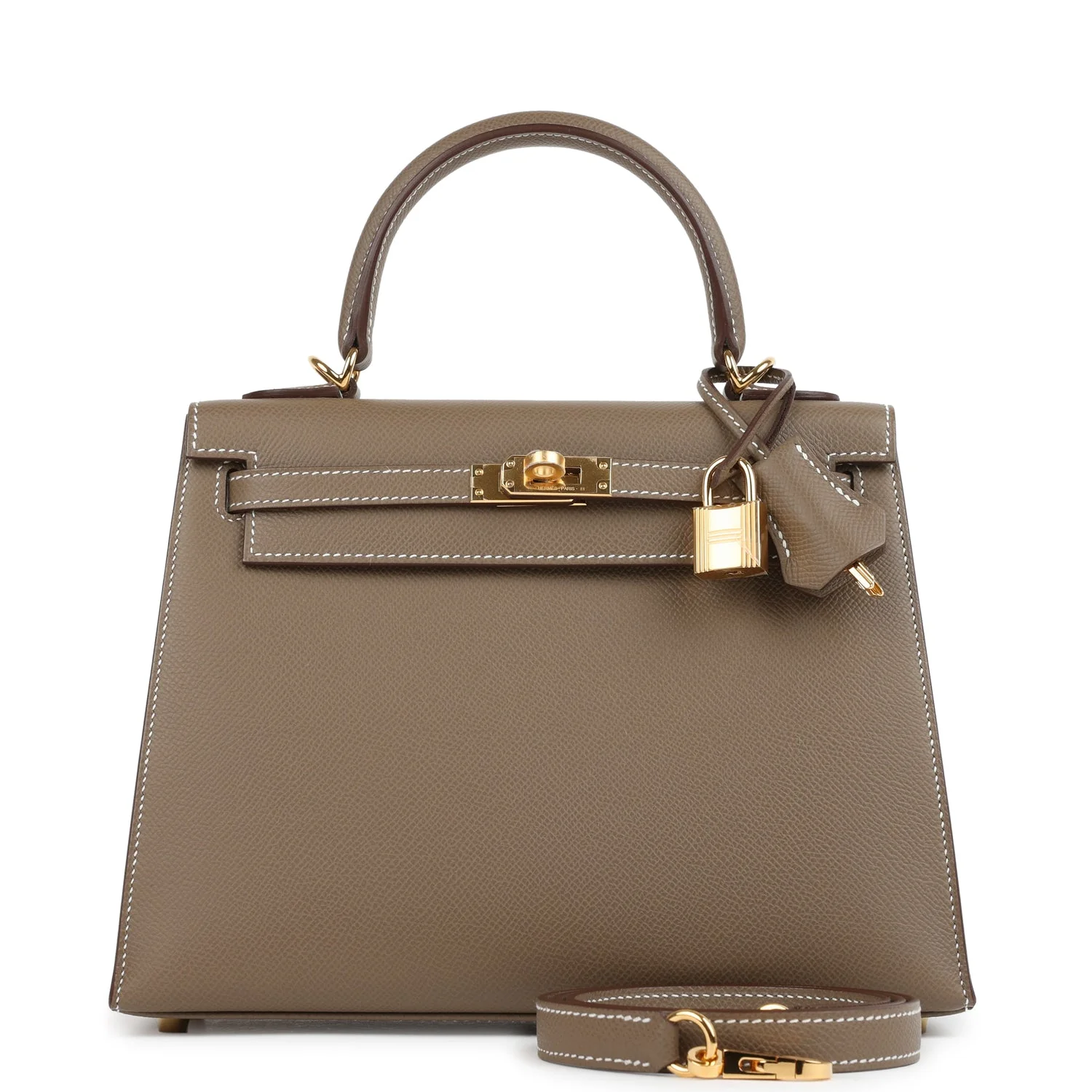 Hermes Kelly Sellier  Etoupe Epsom Gold Hardware