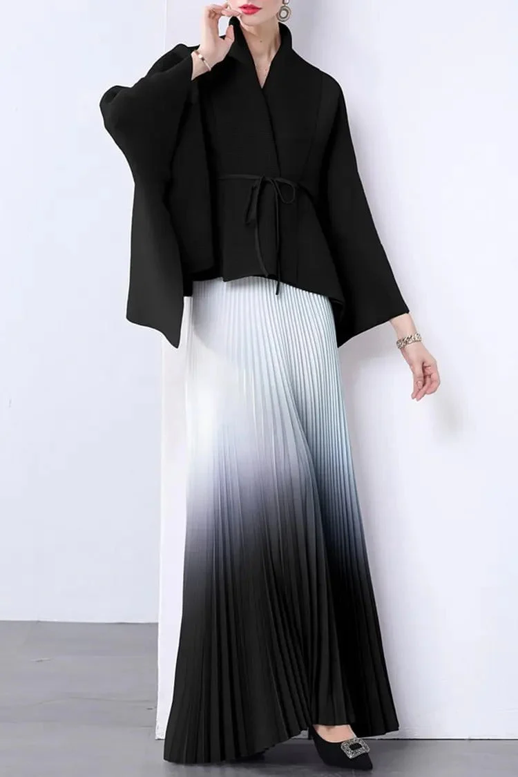 Elegant Pleated Skirt Two-Piece Set