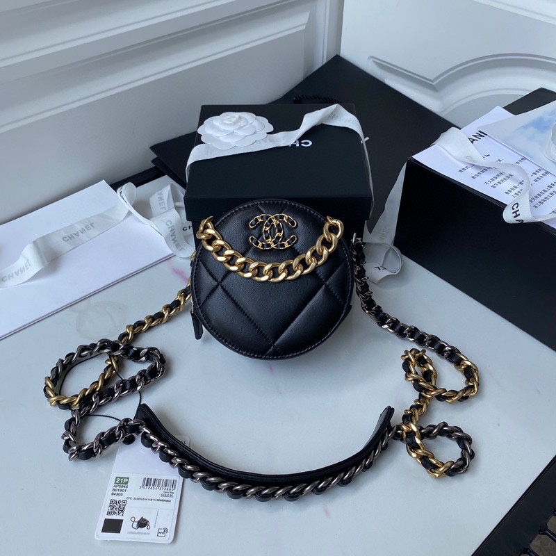[TOP] CHANEL Mini Round Cake Bag 12×12×4.5cm - GHW - Black - 711 Luxury