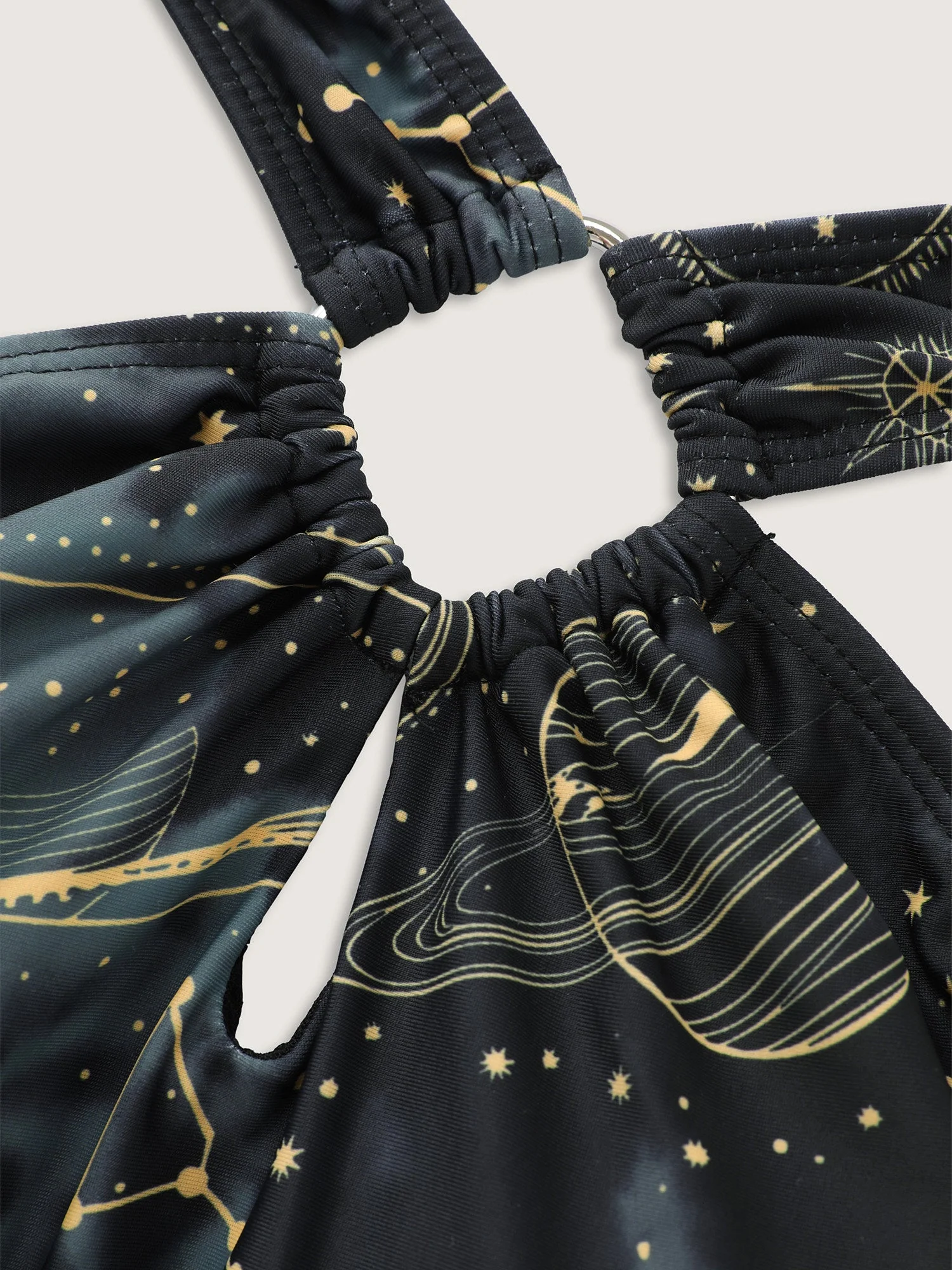 Galaxy Print Halter Neckline Swim Dress