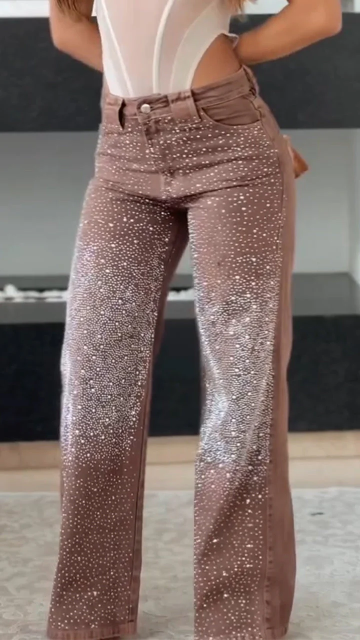 Ladies Rhinestone Sparkling Casual Jeans