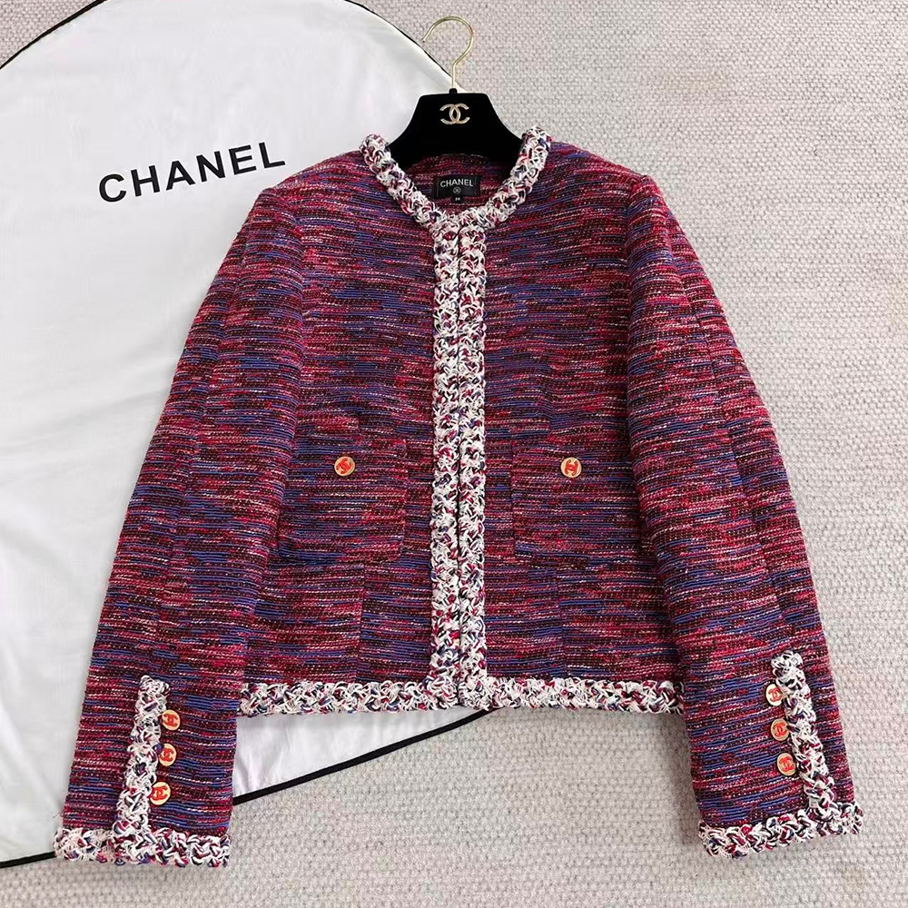 Chanel red Clothing CHANEL Top-quality Version Tweed Woven Jacket Red Blue #396582 | Nigo Office