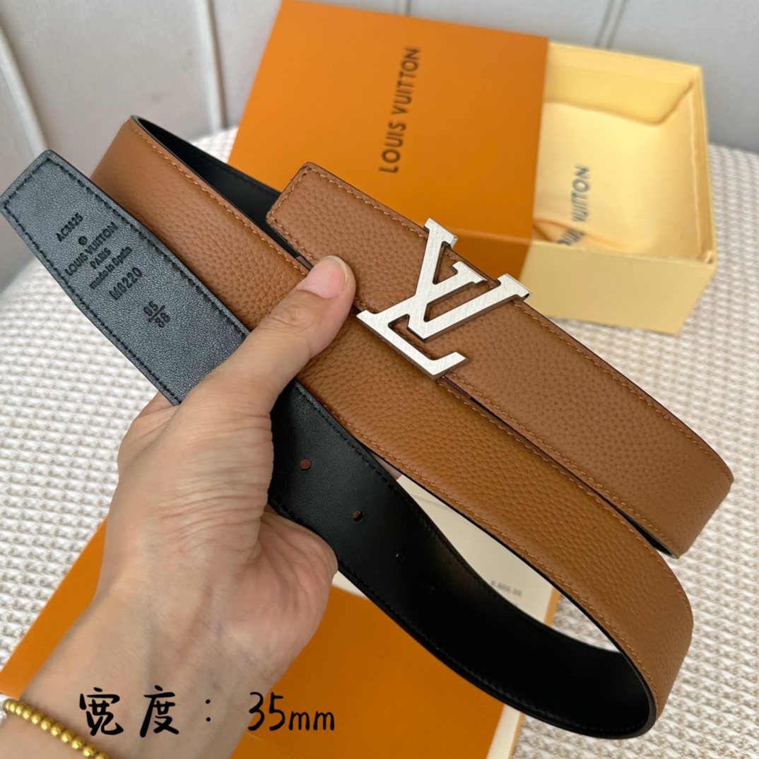 [TOP] Louis Vuitton LV s-lo Belt 3.5cm - Brown - 711 Luxury