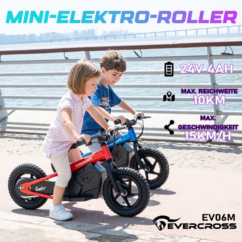 Evercross Mini Scooter EV06M Mini Electric Scooter for Children, 12 Inch Balance Bike 100W, 15.00 km/h, Electric Balance Bikes 3-6 Years, Max Speed 15km/h, 24V 4AH BATTERY