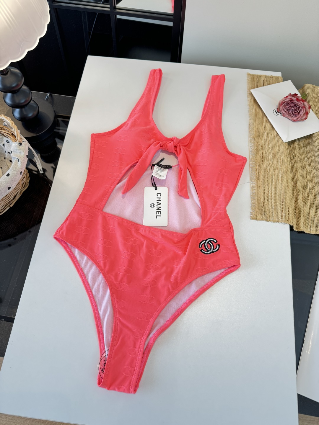 [TOP] CHANEL One-Piece Swimsuit - Pink
