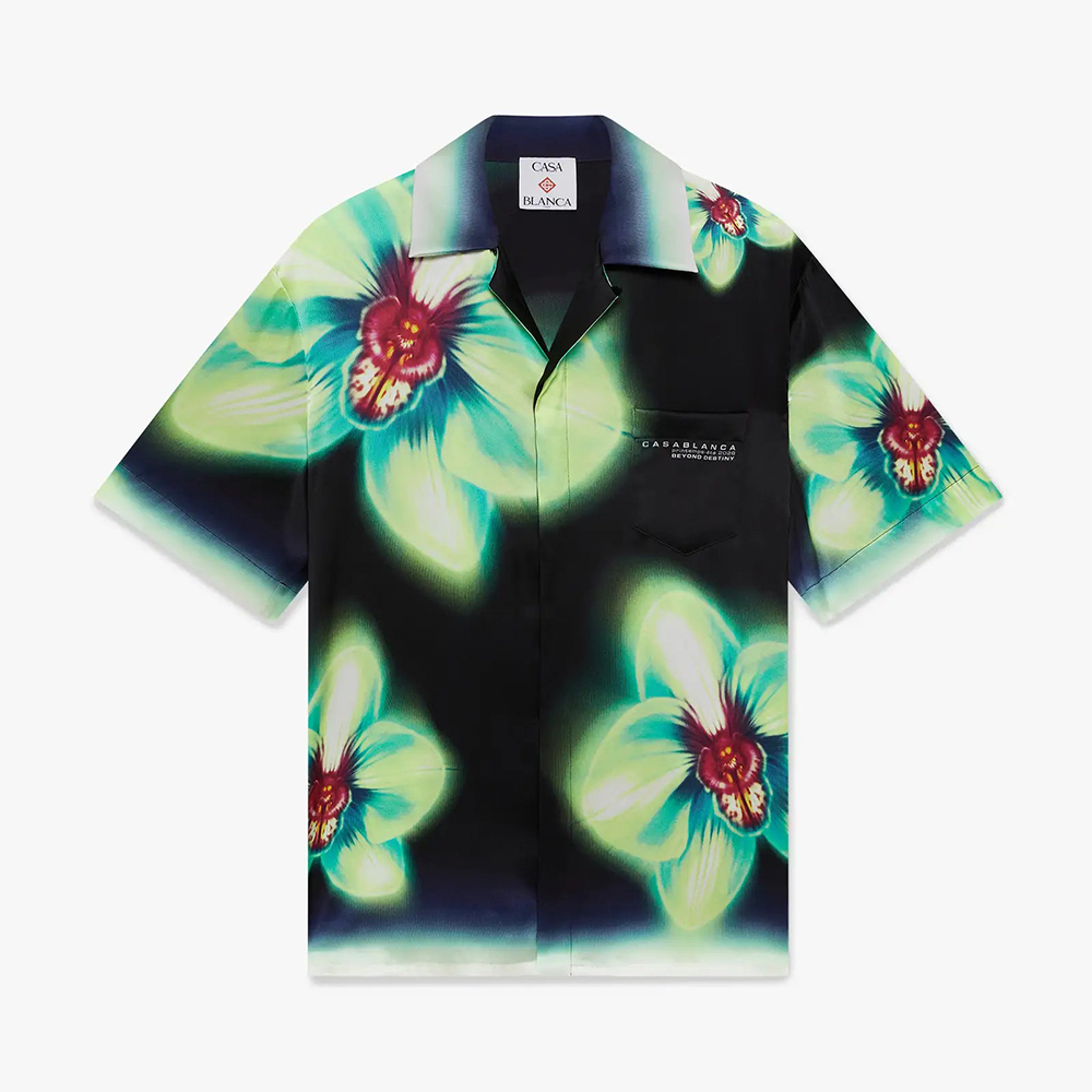 Casablanca Orchid Glitch Short Sleeve Silk Shirt and Shorts #387465