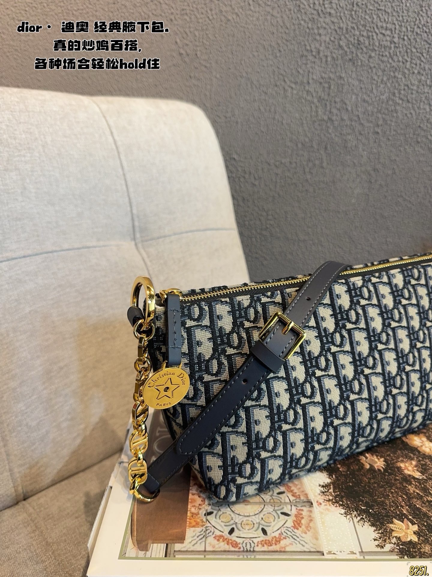 Dior Canvas Shoulder Bag with Gold-tone Hardware (Replica)
