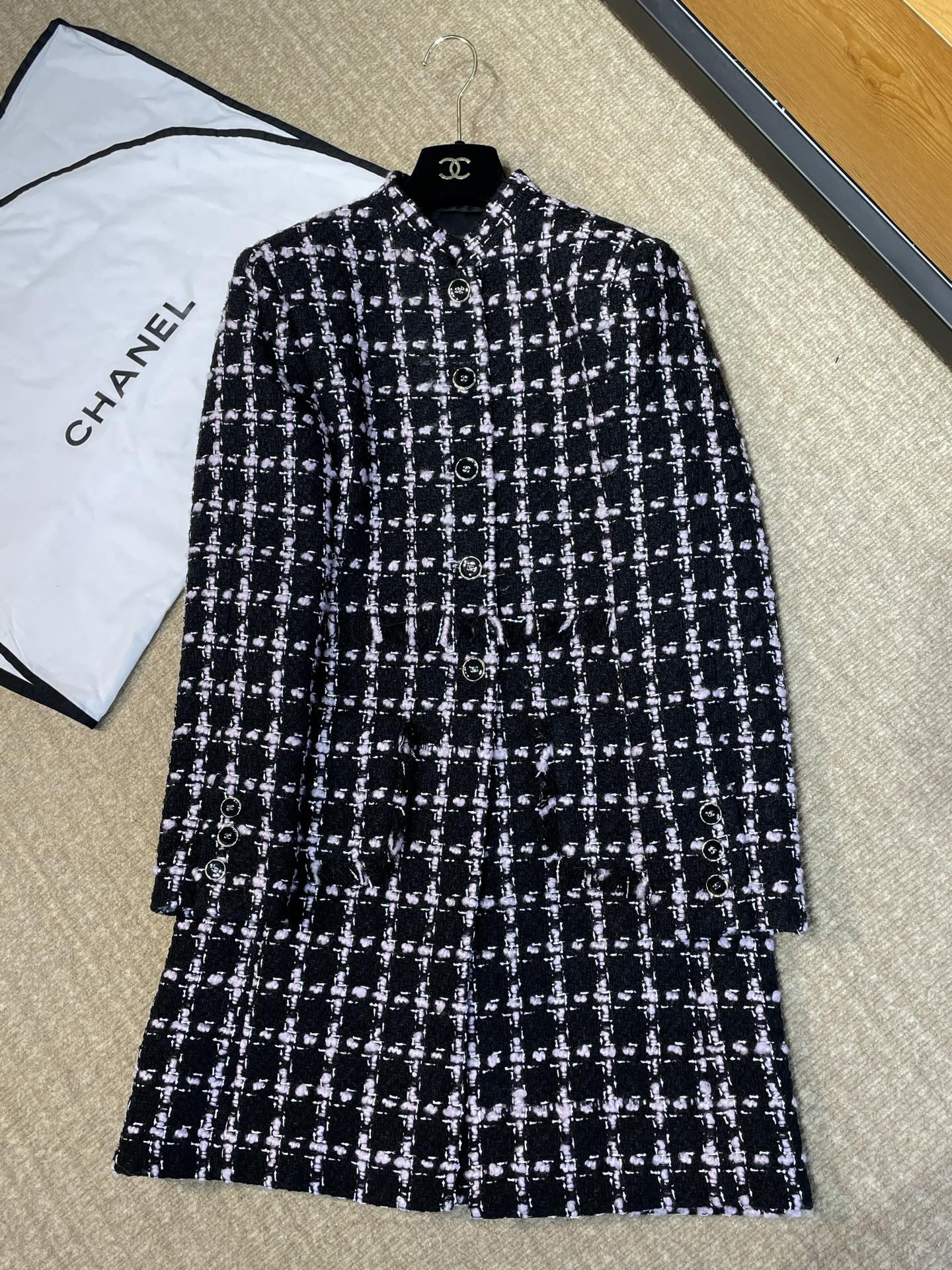 Chanel Plaid Jacket Black Pink #330154
